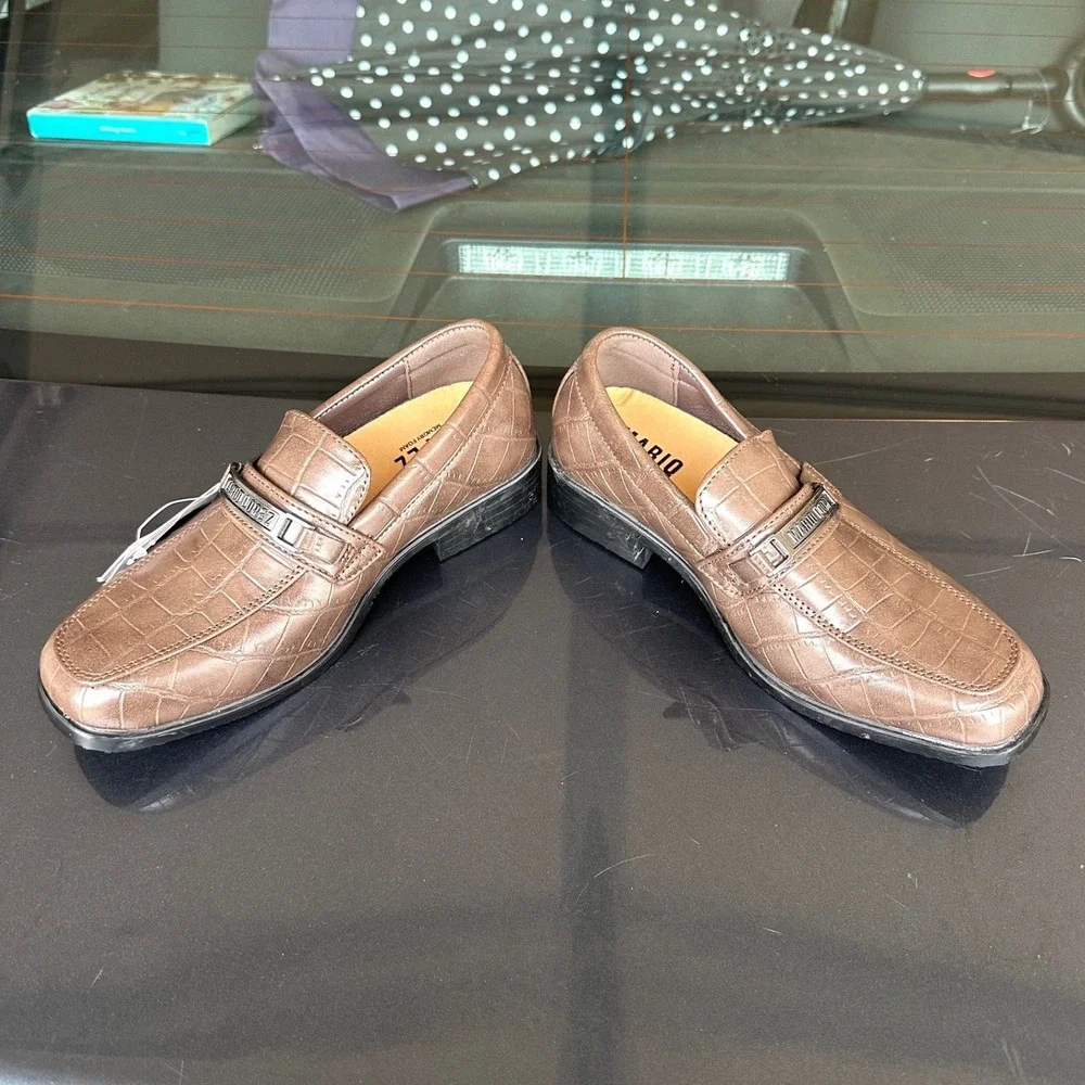 MARIO LOPEZ Little Boys Eligio-B‎ Faux Leather Dress Shoes Size 2 Brown NWT